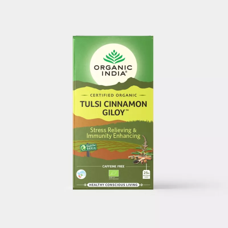 Tulsi se skořicí a Amritou - BIO čaj (25 sáčků) ORGANIC INDIA Pvt.Ltd.