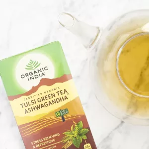 Tulsi se zeleným čajem a ašvagandou - BIO čaj (25 sáčků) ORGANIC INDIA Pvt.Ltd.