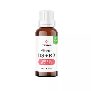 Vitamín D3 &amp; K2, 1000 IU   D3 / 25microg K2-MK7  1000 kapek