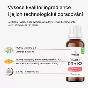 Vitamín D3 & K2, 1000 IU D3 / 25microg K2-MK7 1000 kapek Trime s.r.o.