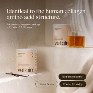 Veganský kolagen typu I (kůže, vlasy, nehty) - vanilková příchuť 180g Vetain GmbH Veganský kolagen typu I (kůže, vlasy, nehty) - vanilková příchuť 180g Vetain GmbH