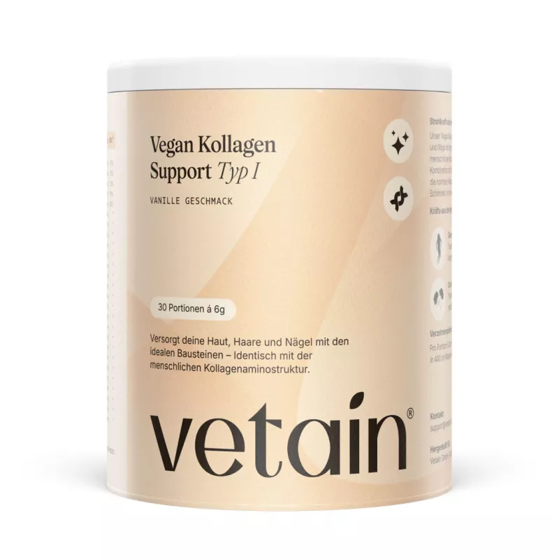 Veganský kolagen typu I (kůže, vlasy, nehty) - vanilková příchuť 180g Vetain GmbH