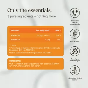 Vitamin D3/K2 kapky Vegan (1,000 IU) - 30ml Vetain GmbH