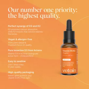 Vitamin D3/K2 kapky Vegan (1,000 IU) - 30ml Vetain GmbH